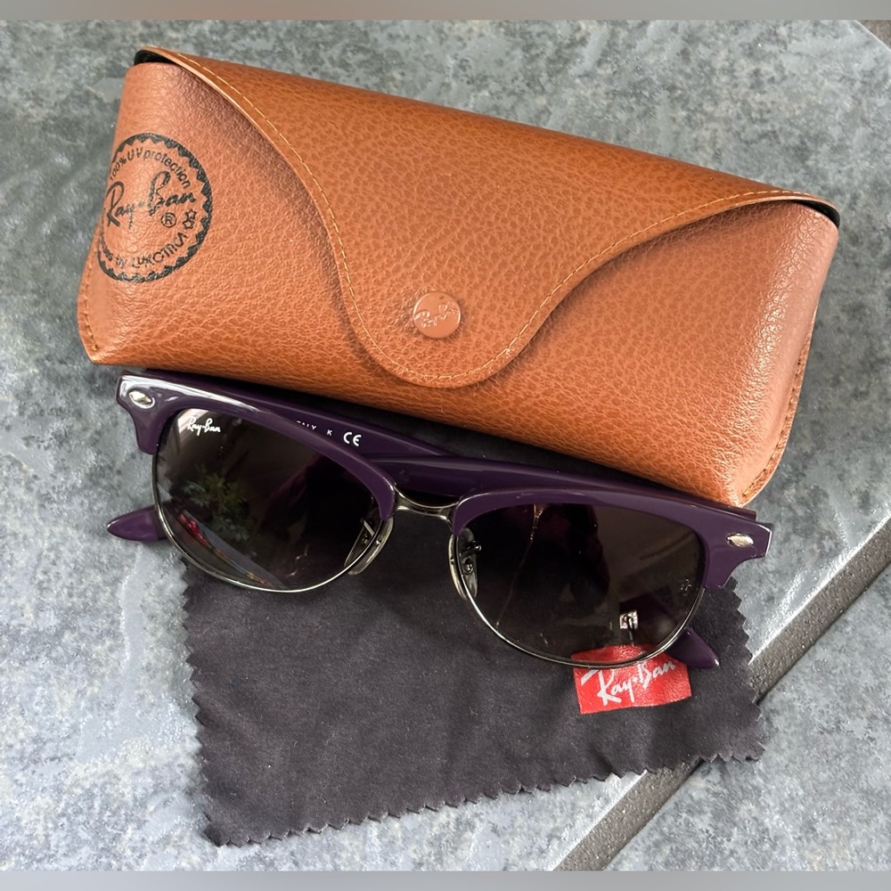 Ray-Ban RB4132 Cathy Clubmaster Sunglasses 737/32 Shiny Dark Violet Gunmetal